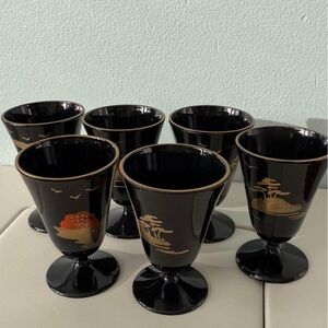 Elegant Black and Gold Set of 6 Shot Glasses